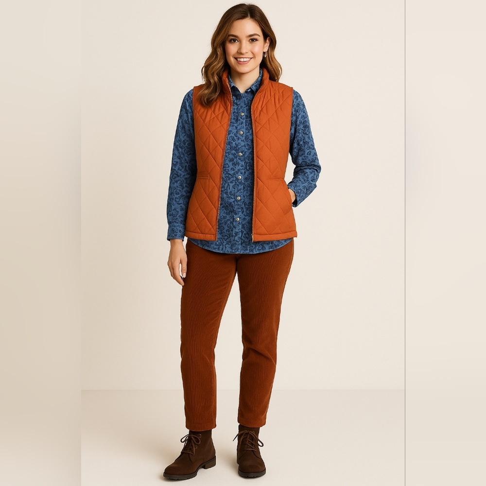 Kim Rogers Blue Floral Denim Shirt Small | Fall Layered Look